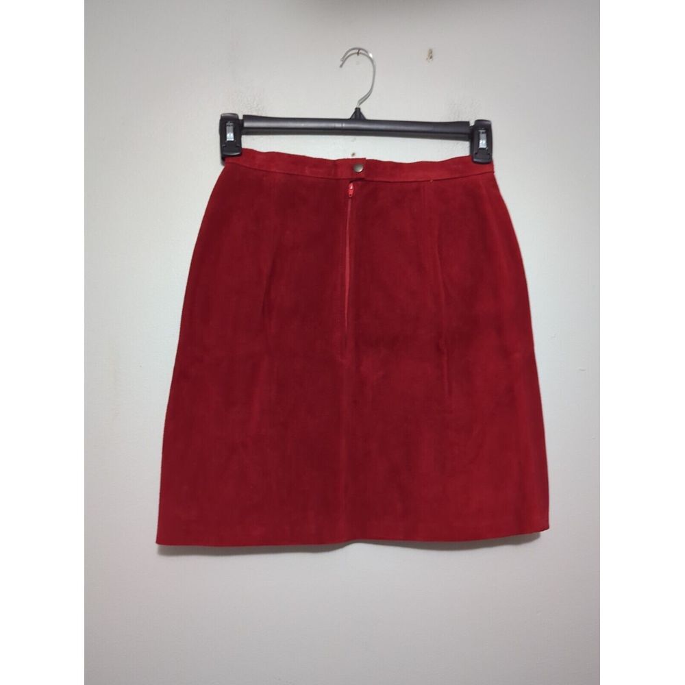 Outerwear by Phoenix Vintage Red Suede Leather Mini Skirt Size 9/10 USA‎ Made